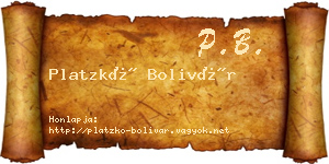 Platzkó Bolivár névjegykártya